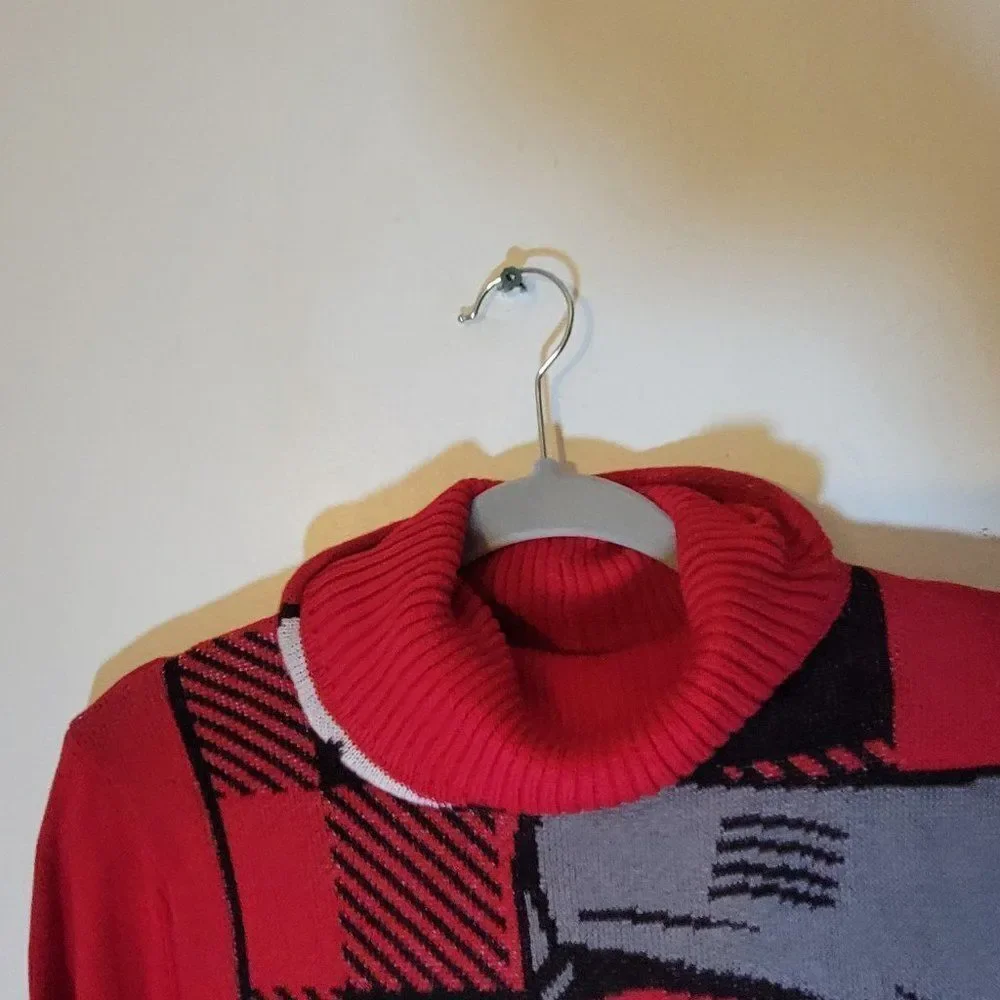 Hybrid Apparel Mens Red Holiday Ugly Christmas Turtleneck Pullover Sweater Small